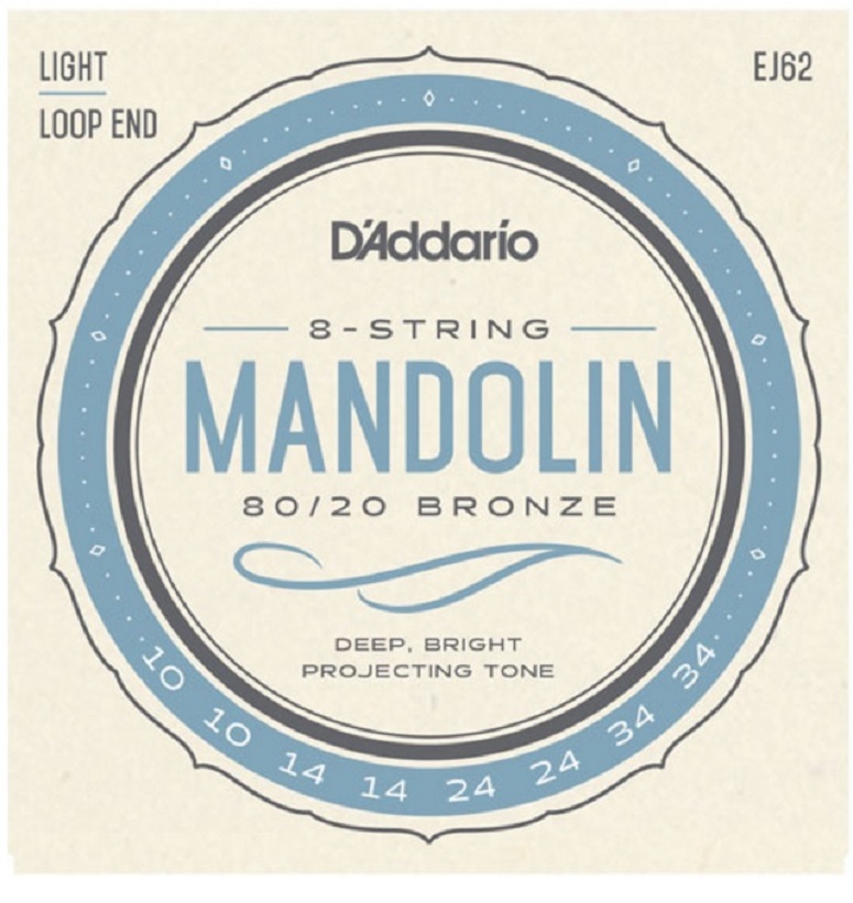 D'Addario EJ62 Mandolin Strings 80/20 Bronze Light 10-34