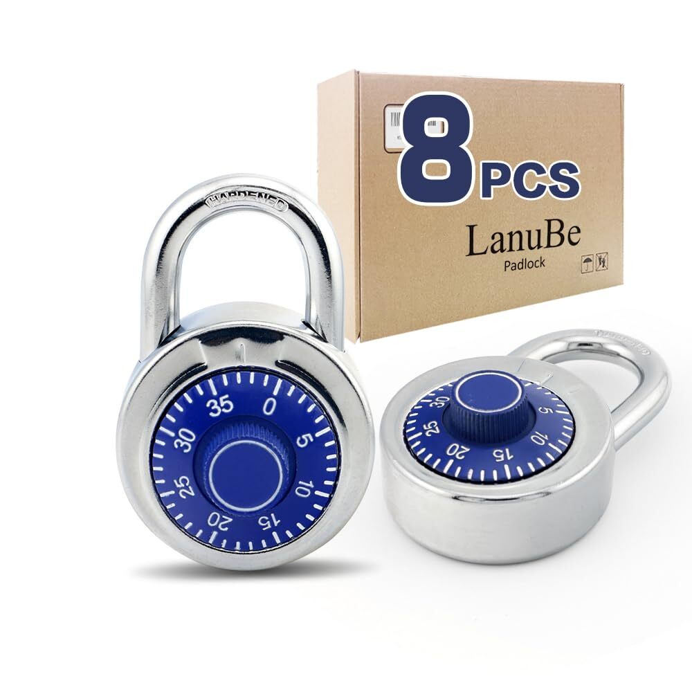 Standard Dial Combination Lock 2 inches. Wide with Different Combinations Blu...