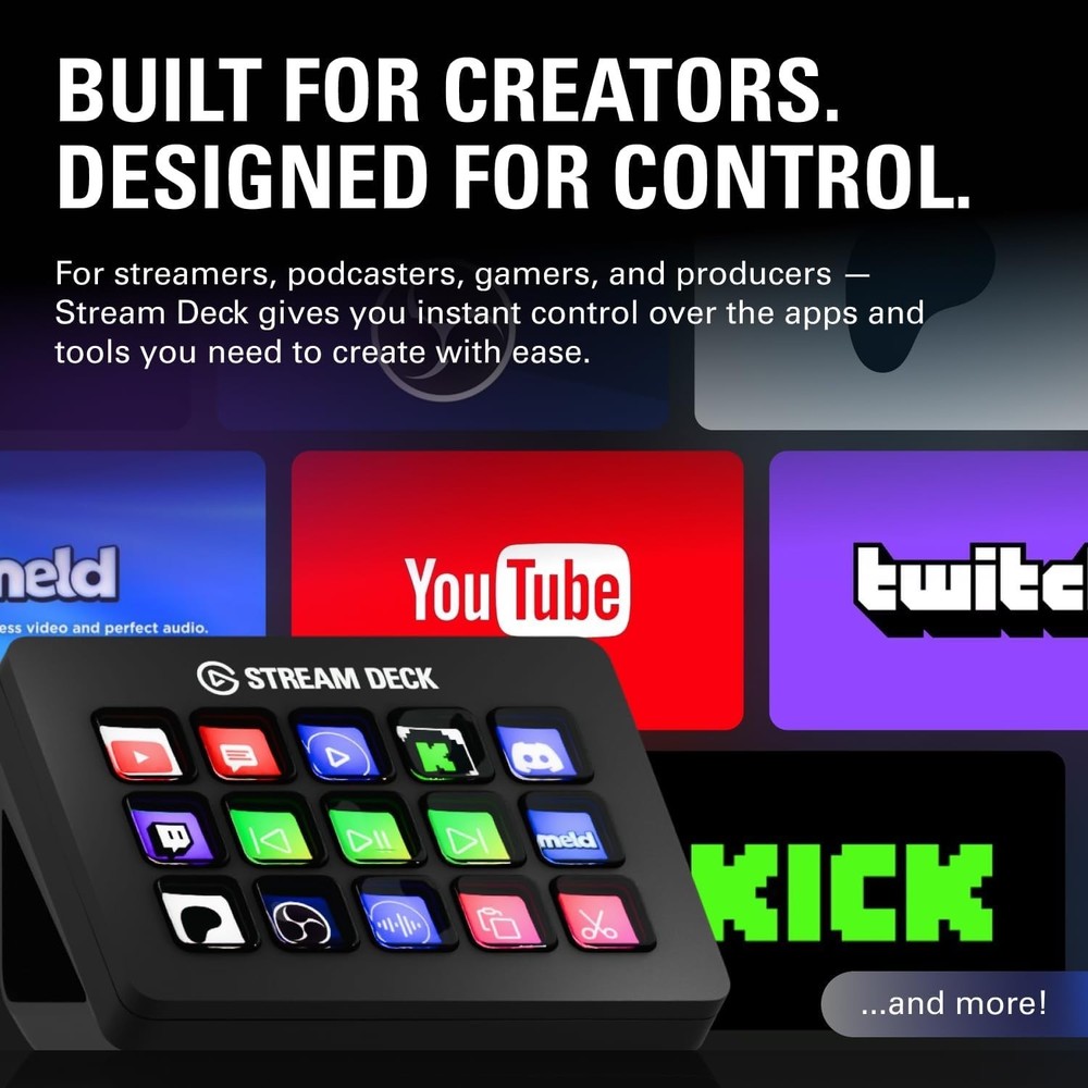 Compact Stream Deck MK.2: 15 Customizable Keys for Enhanced Streaming Experience