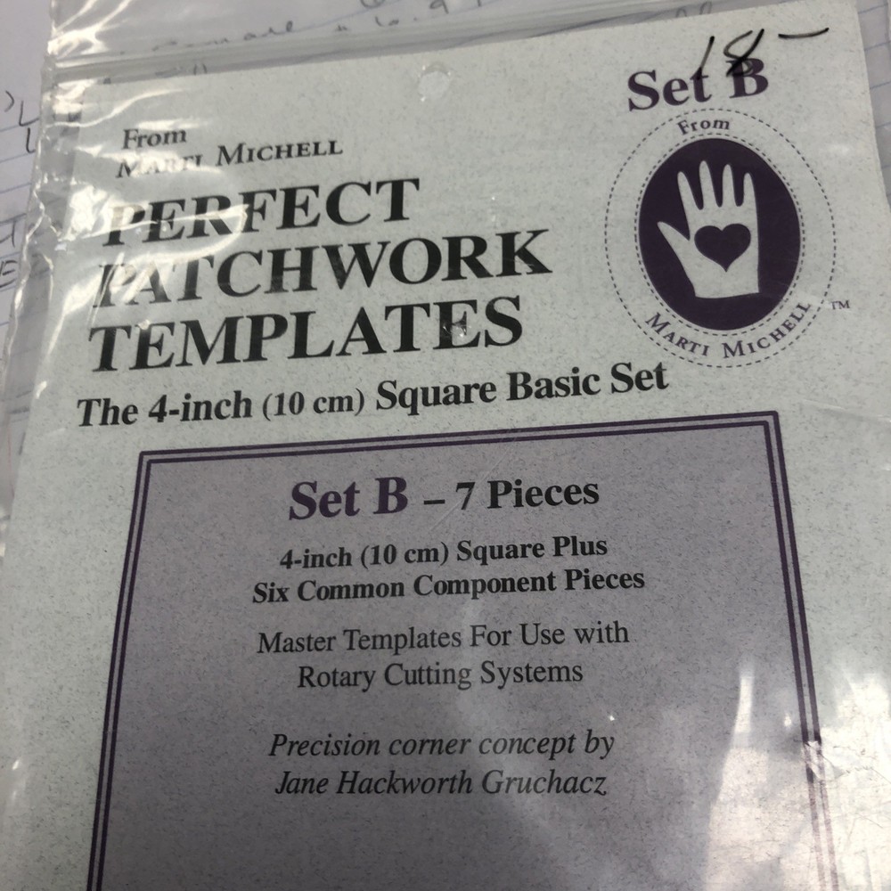 Marti Mitchell Perfect Patchwork Templates Set B 7 Pieces 4” Square Basic Set