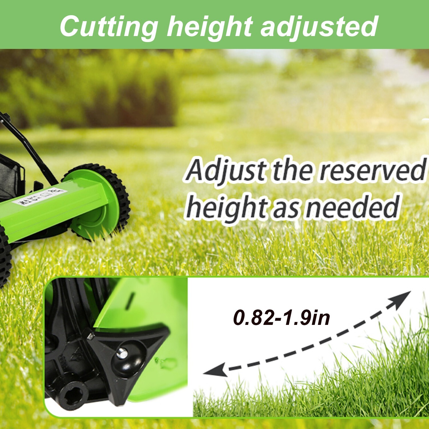 16-Inch 5-Blade Manual Reel Lawn Mower w/Adjustable Cutting and Handle Height