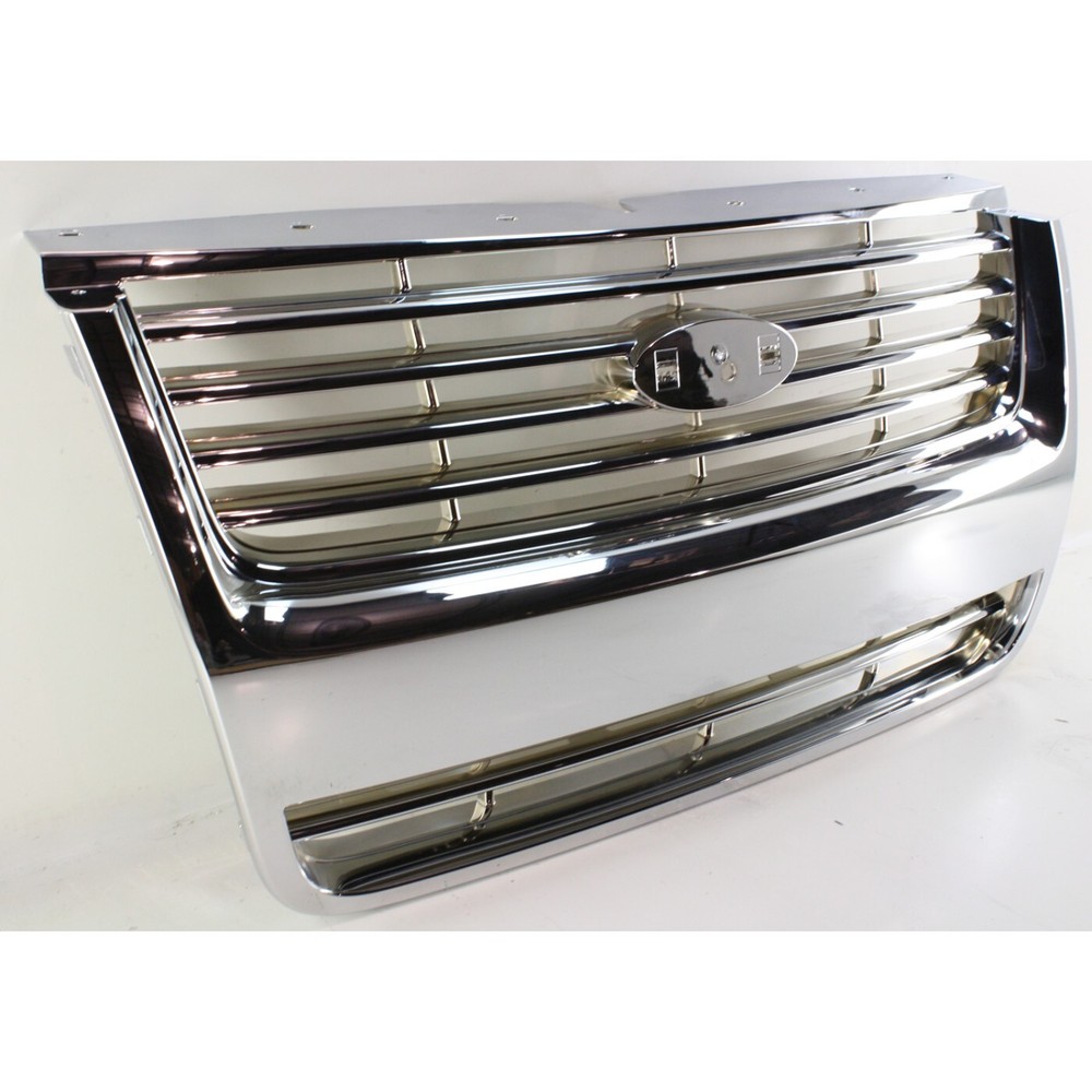 Grille For 2006-2008 Ford Explorer Chrome Shell and Insert with emblem provision