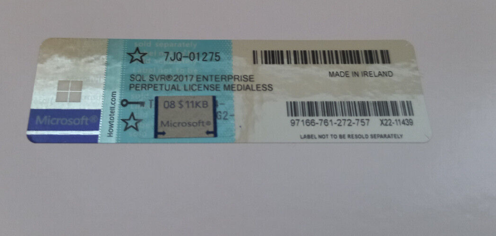 Microsoft SQL Server 2017 ENTERPRISE 64 Core Unlimtd CAL CoA Authentic 7JQ-01275