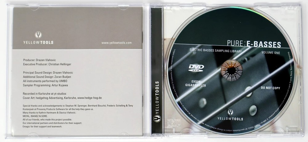 Yellow Tools Pure E-Basses EXS24 & GigaSampler Sample/Sound Library/Sampling CD