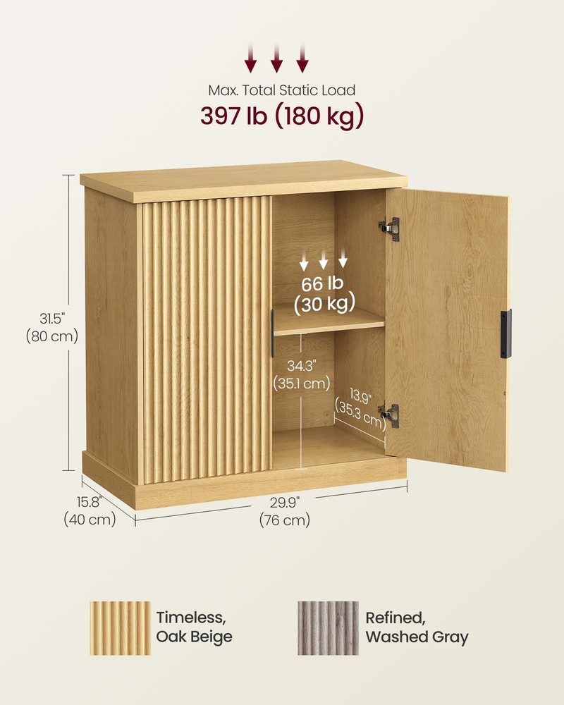 MAXE Collection - Buffet Cabinet, Fluted Console Cabinet, Sideboard with Adju...