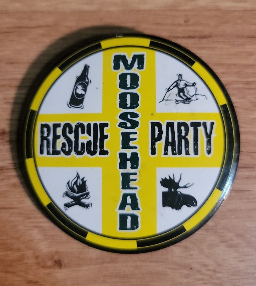 Vintage Moosehead Rescue Party Button beer