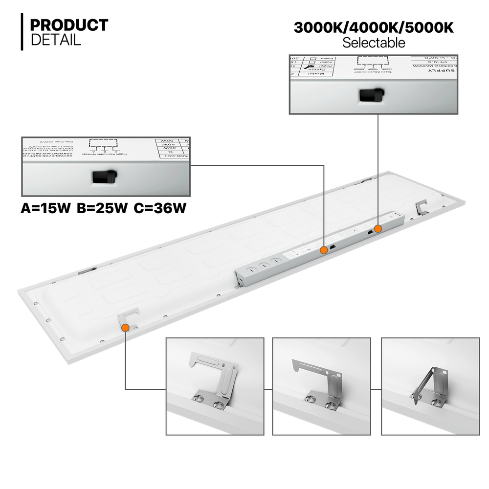 6 Pcs 1x4 LED Flat Panel Recessed Light 4000LM 5000K Dimmable Drop Ceiling Light