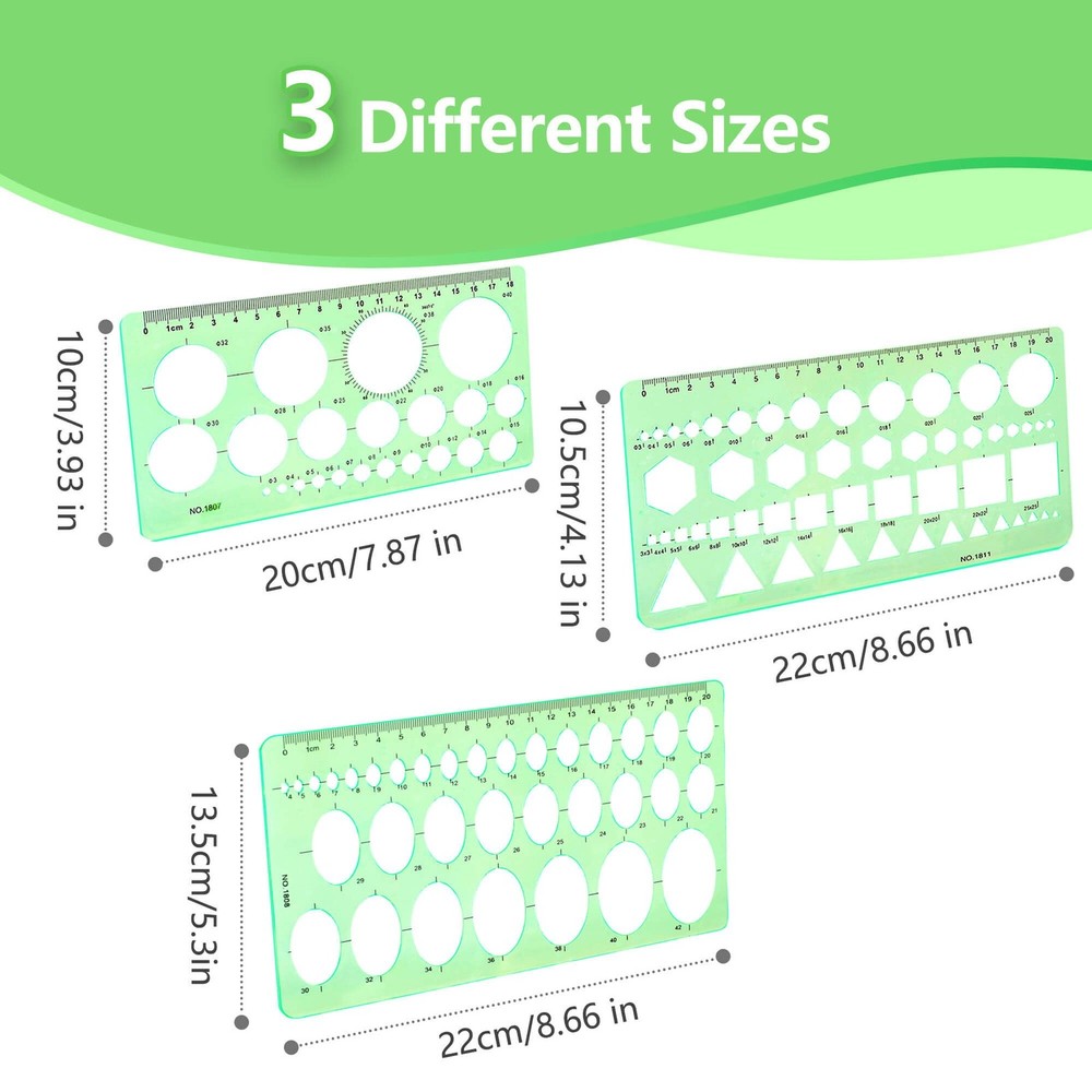 3PCS Circle Template，Plastic Circle Stencils, Geometric Circle Template for D...