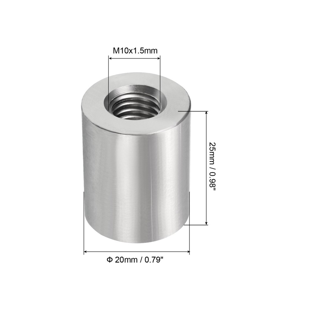 4Pcs Round Connector Nuts, M10x25x20mm Coupling Nut Sleeve Rod Bar Stud Nut