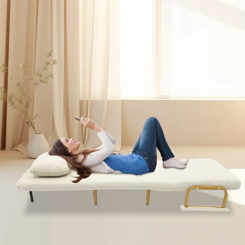 Convertible Sofa Bed Folding Sofa Bed w/ Pillow & 5-Gear Adjustable Backrest NEW