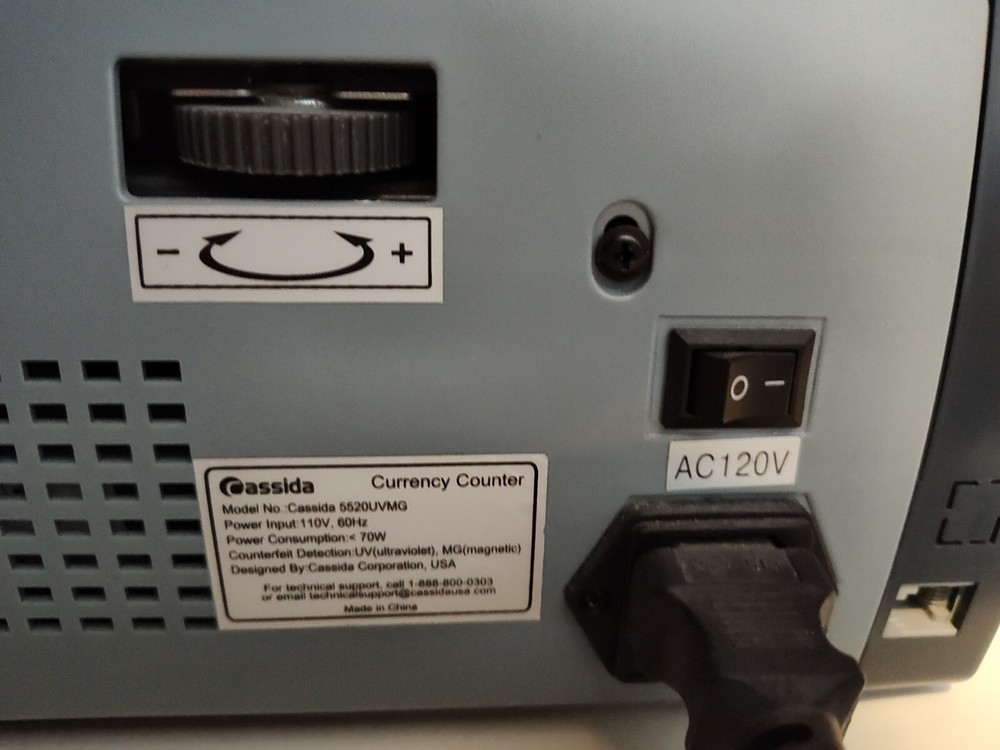 Cassida 5520 UV/MG Back Loading Bill Counter Counterfeit Detection Valucount