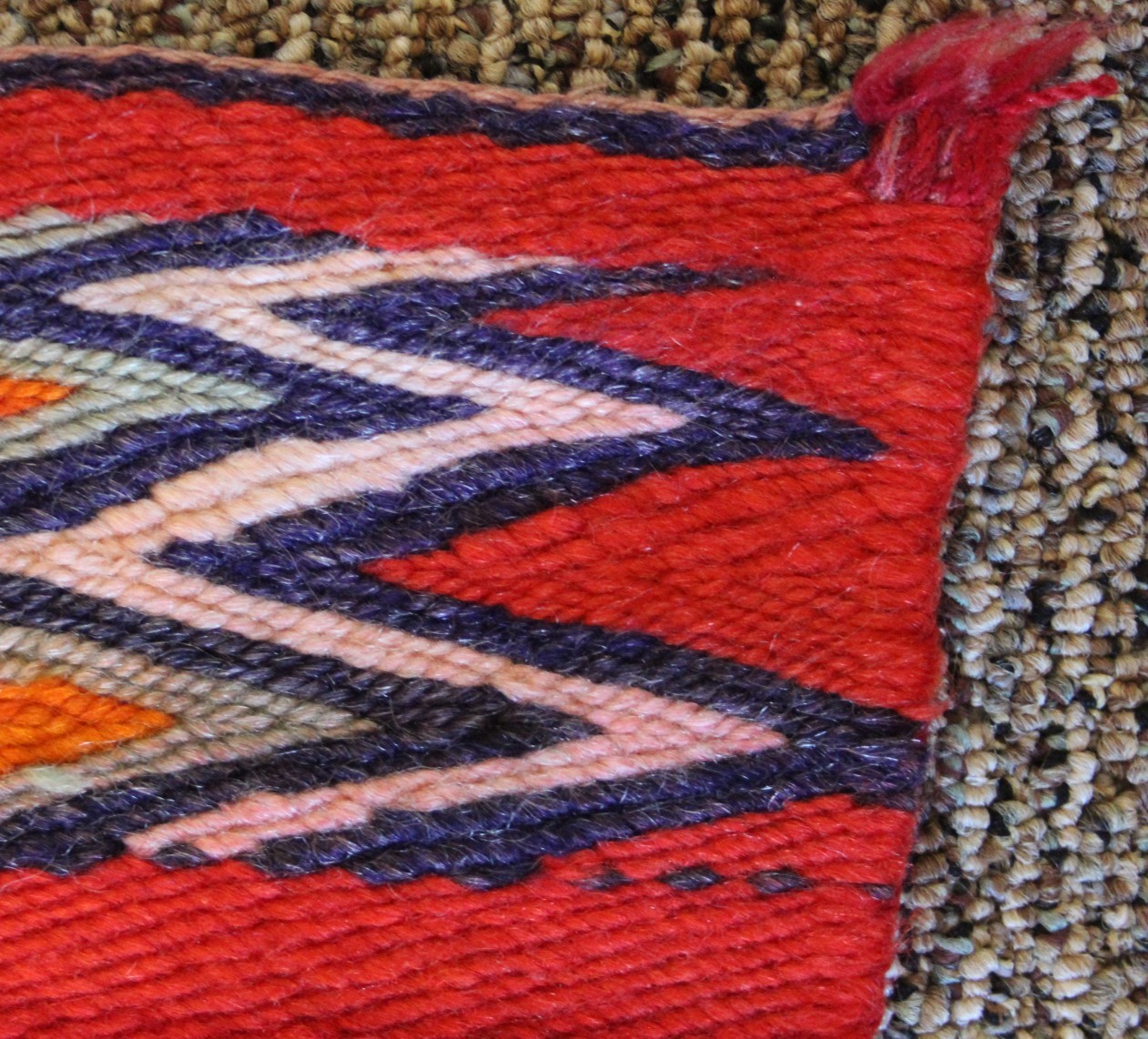 Vintage Late Classic Navajo Sunday Saddle Blanket with Wedge Weave Feeling Twill