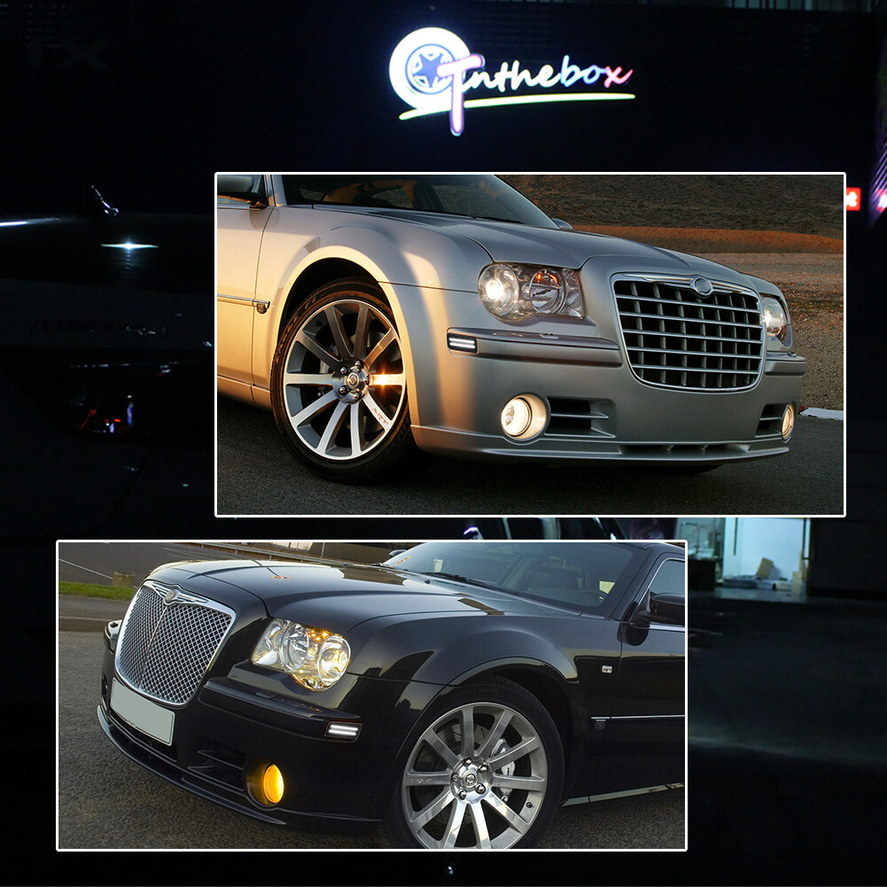 2X SMOKE LENS WHITE LED FRONT SIDE MARKER LIGHTS for 2005-2010 CHRYSLER 300 300C