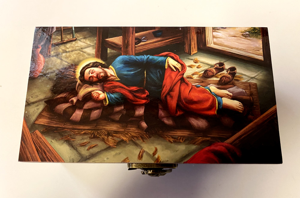 Sleeping Saint Joseph Petition Wood Box , New #AB-023