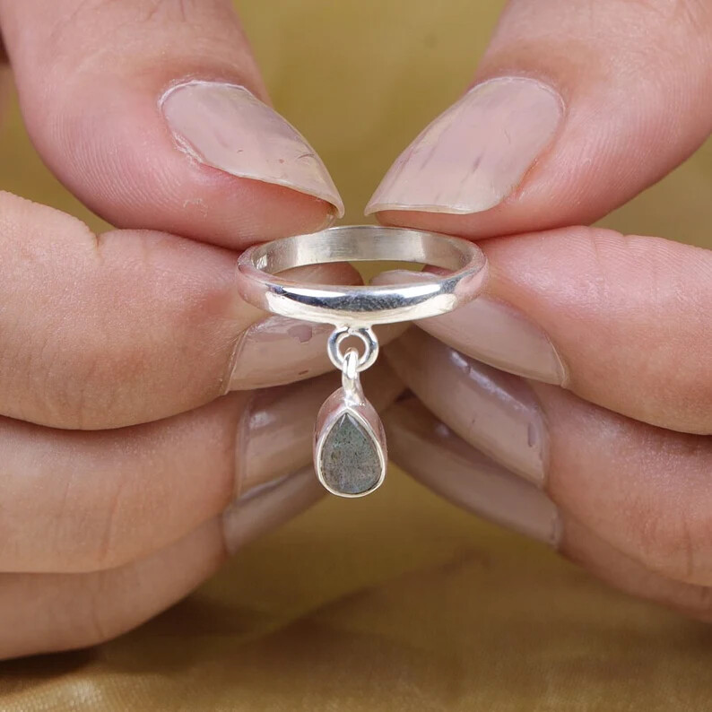 Labradorit 925 Solid Sterling Silver Band &Statement Ring Handmade Ring All size