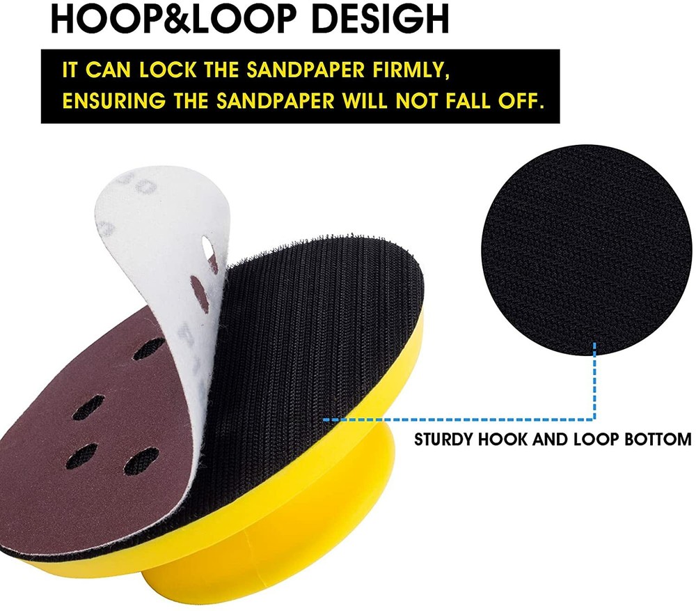 2PCS 5 in Mouse Round Hand Sander Sanding Block Tools Hook Loop Disc Backing Pad