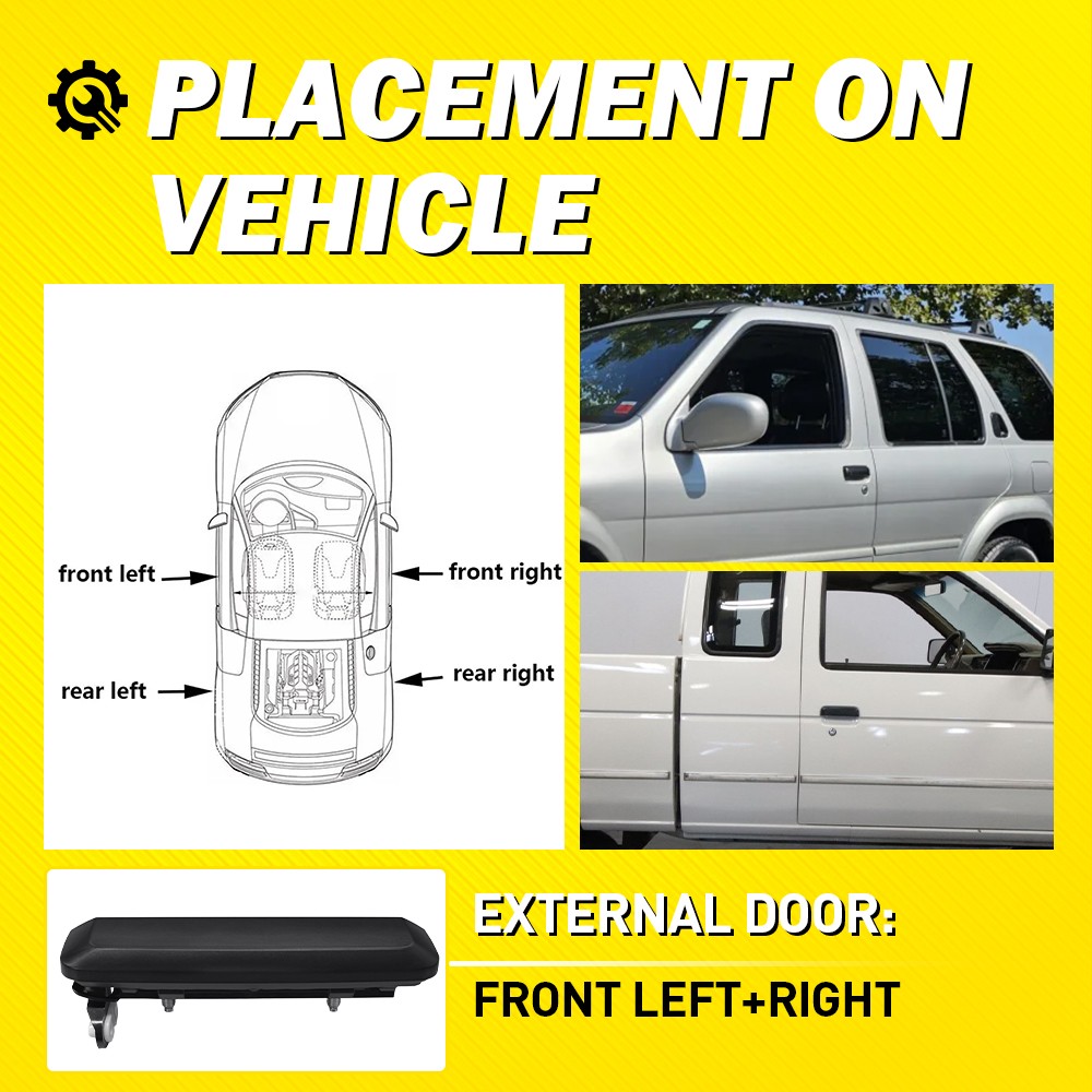 For Nissan 1986-1994 D21 Driver&Passenger Side Front Door Handle Outer Black 2X