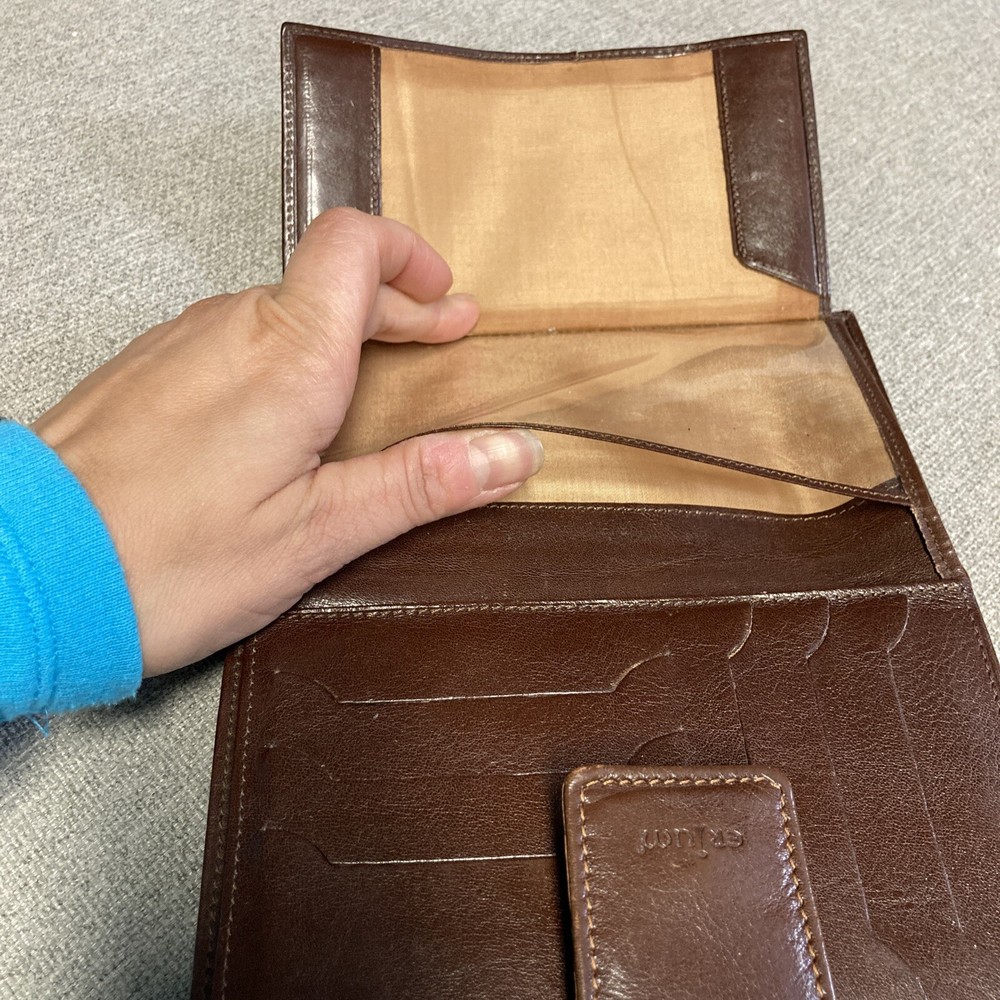 ERIUM Brown Leather Vintage Wallet Check book Organizer