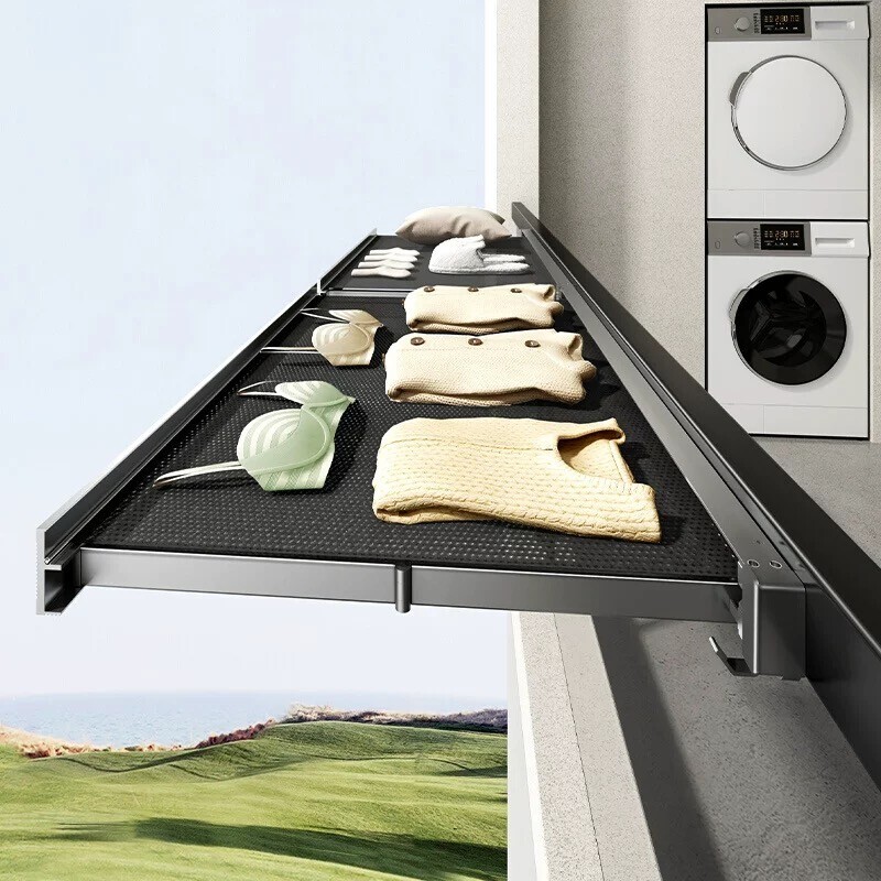 Balcony drying rack window space aluminum drying net