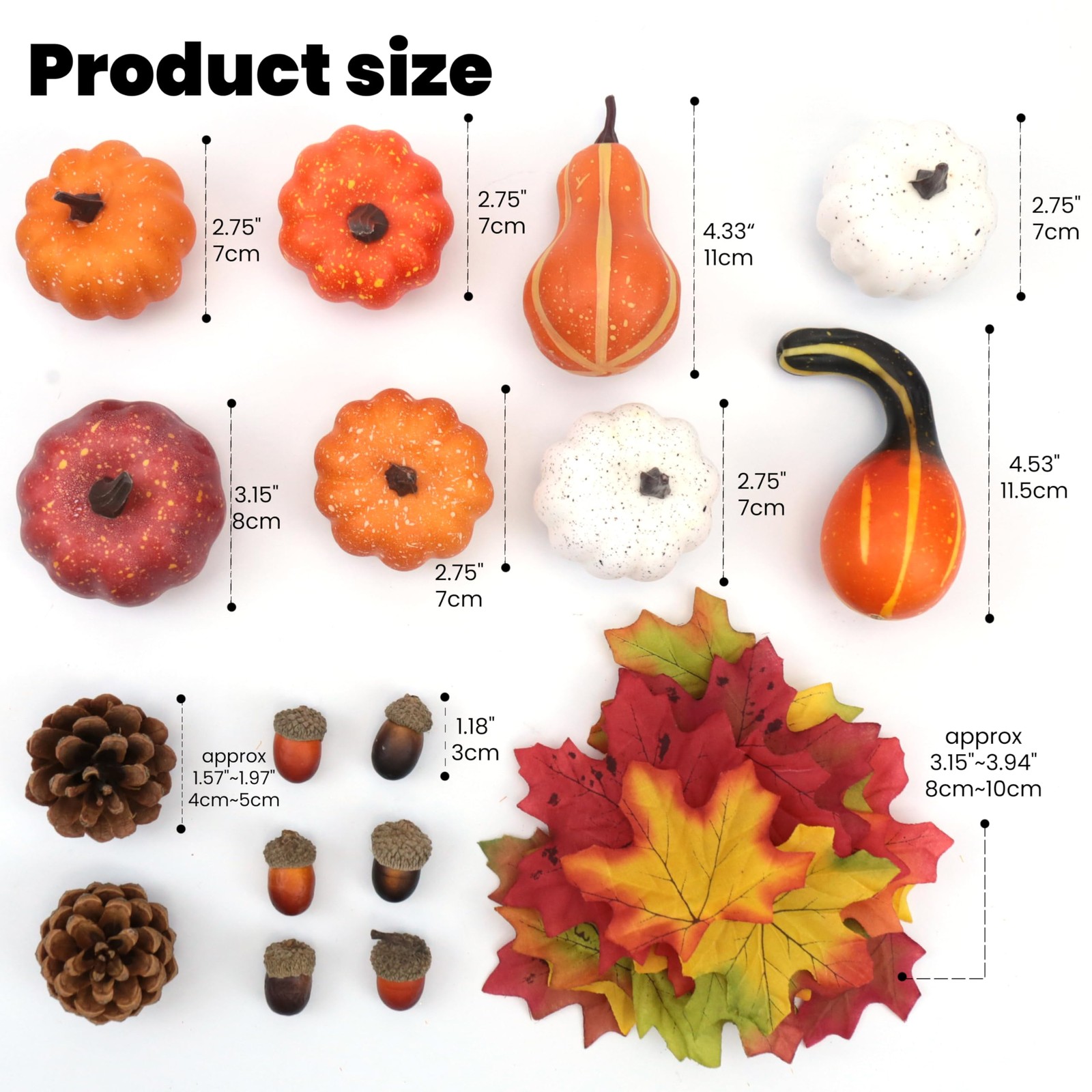 36PCS Mini Artificial Pumpkins Fall Decor Set - Realistic Small Mini, Style 2