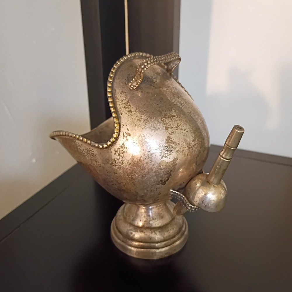ANTIQUE SILVERPLATE SUGAR SCUTTLE AND SCOOP