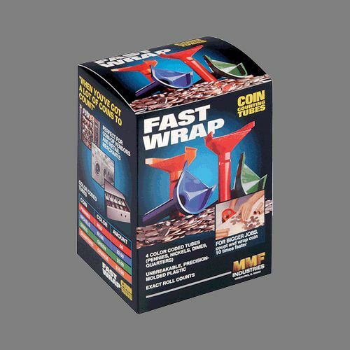 Fast Wrap Coin Counting Tubes Assorted Change Sorter Counter MMF Wrapper 1c-25c