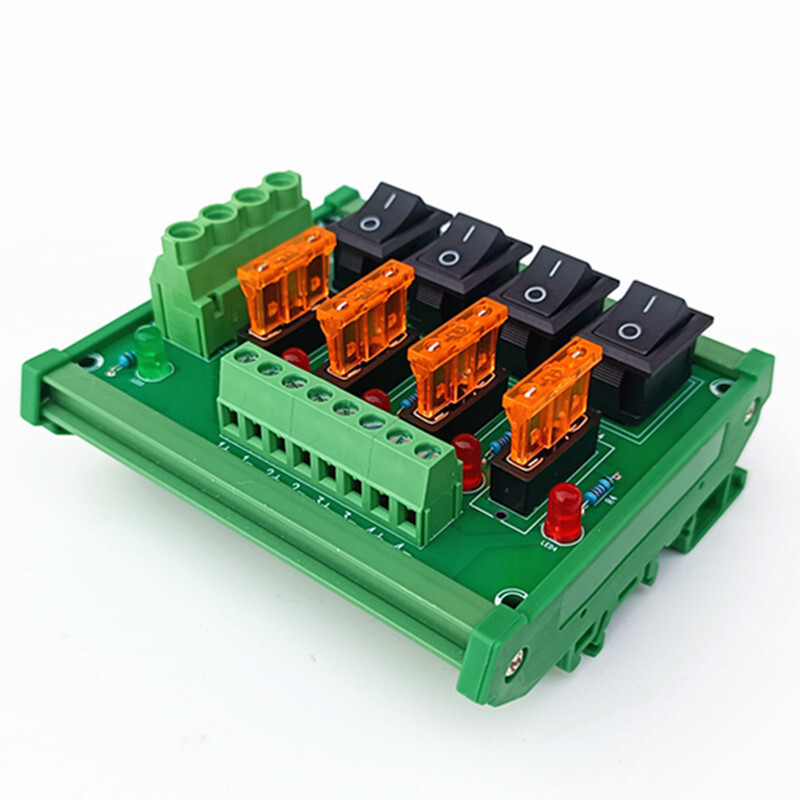 DIN Rail Mount 4 Position Switch Power Distribution Module Fuse Splitter Board