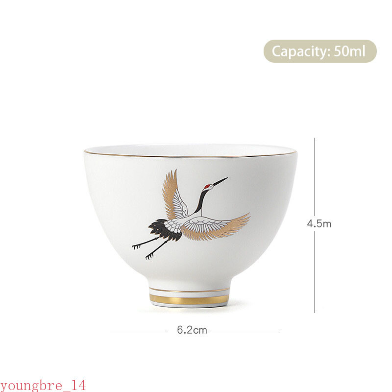 1PC Chinese Ceramic Teacup Hand Painted Bird Pattern Handmade Tea Bowl Set