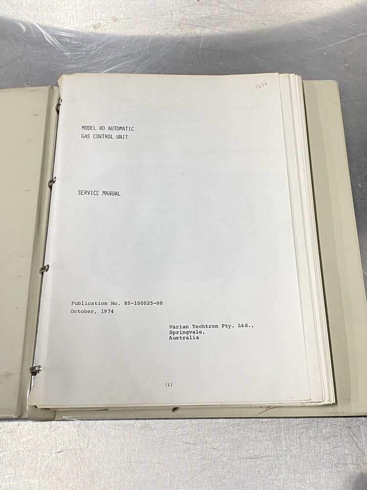 Varian Gas Control Unit Model 80 Automatic - Users Guide / Manual