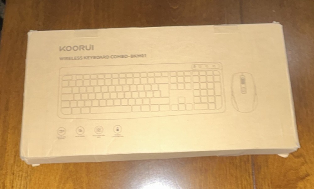 KOORUI Wireless Keyboard & Mouse Combo BKM01, Black, USB Bluetooth, Rechargeable
