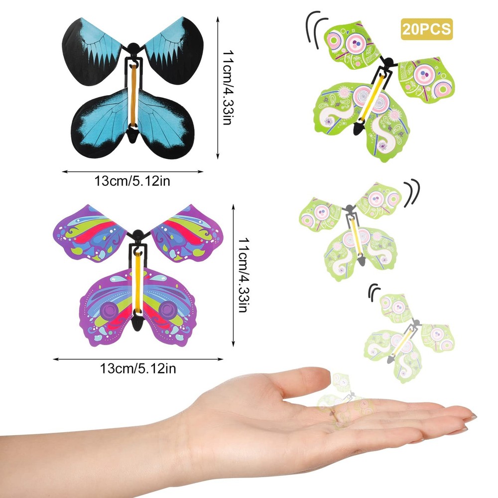 Chenkaiyang 20 Pcs Magic Flying Butterfly, Wind Up Normal, Multicolor