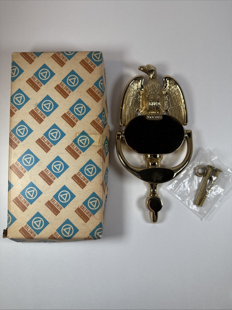 Vintage NIP Baldwin Solid Brass 8” Eagle Door Knocker With Original Hardware