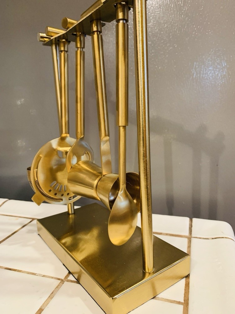 Metal Bar Tool Set with Stand Gold Bareware