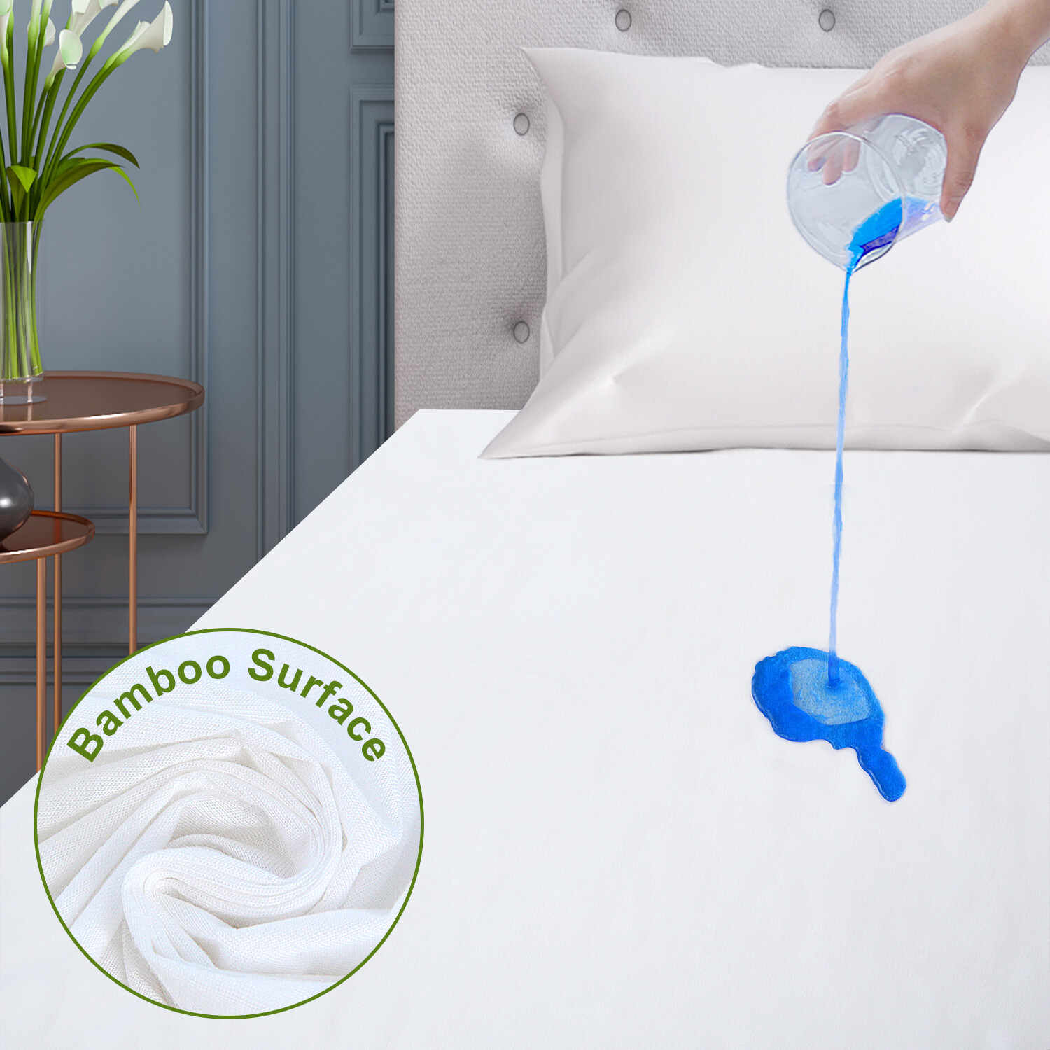 Waterproof Bamboo Knit Fabric Mattress Protector Ultra Soft Mattress Pad Cover