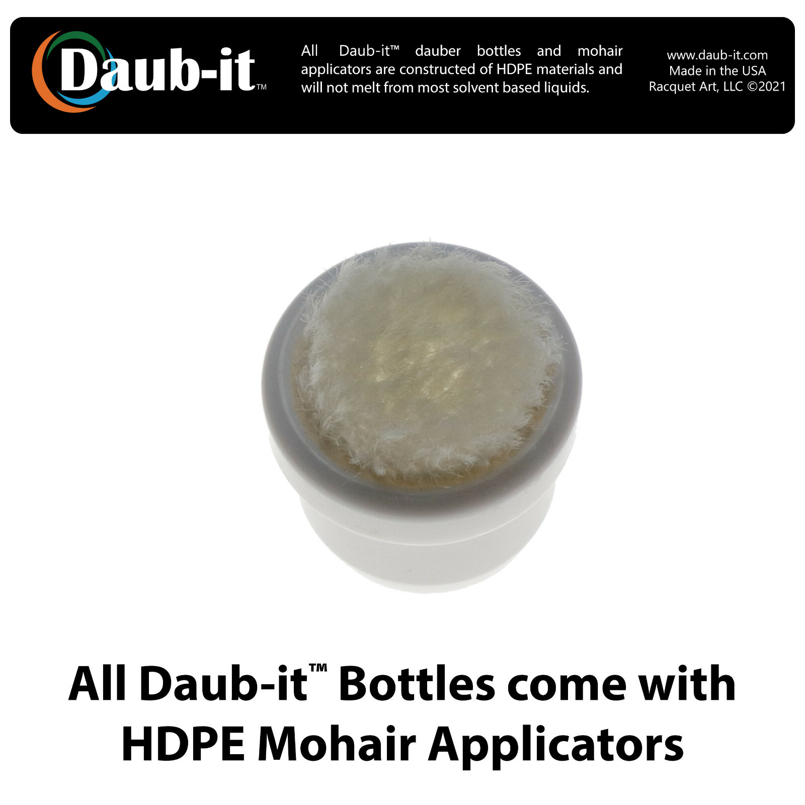 Daub-it Empty Bottles with Mohair Dauber Applicator - 2 Pack -4 Ounce- HDPE