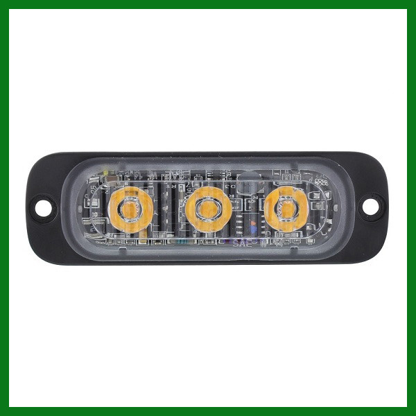 High Power 3 LED 3/8" Super Thin Amber Clear Lens Strobe Warning Surface Mount