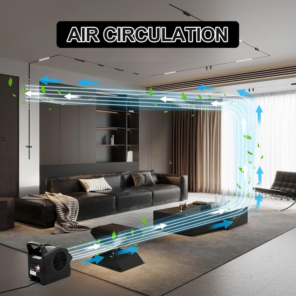 Durable Adjustable Floor Fan with AC Outlets - 355 CFM Power for Quick Drying