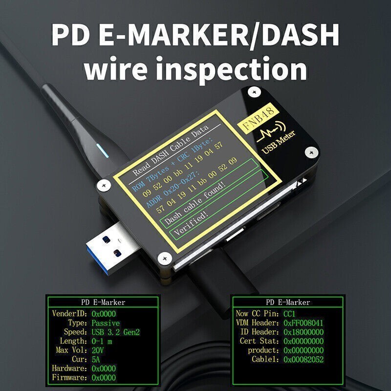 FNB48 PD Trigger Voltmeter Current and Voltage USB Tester QC4 + PD3.0 2.0 PPS