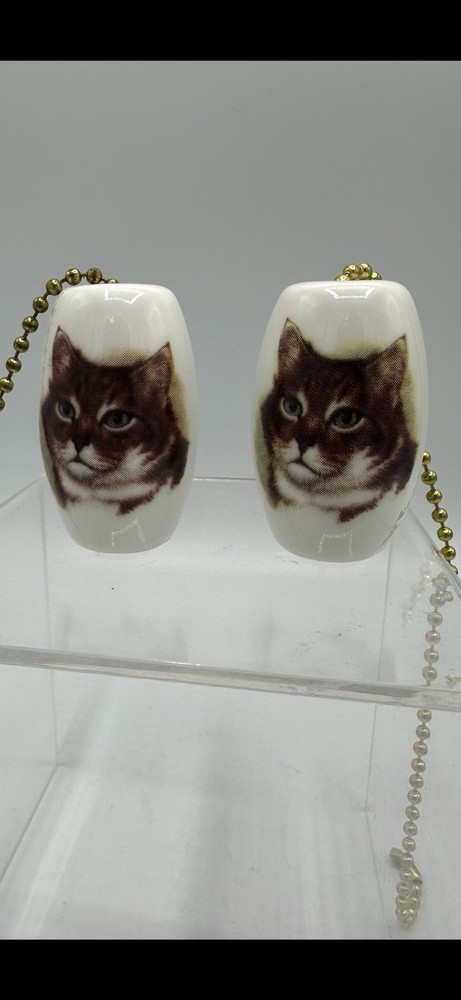 Ceiling Fan Pull Chain White Ceramic Cat Face