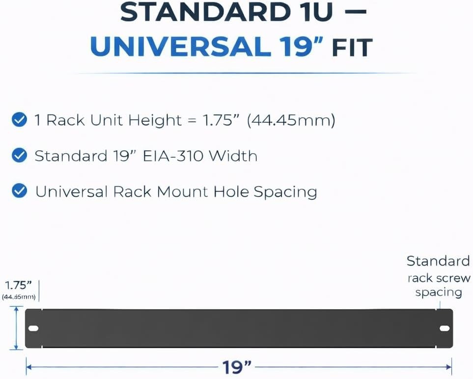 ynVISION Rack Blank Panels for 19” Server, Network & AV Rack | Hardware Included