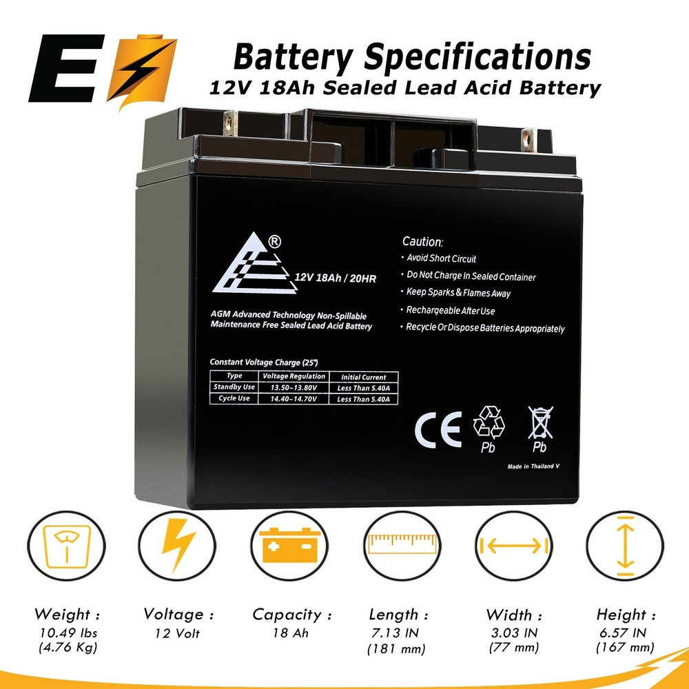 12V 18AH SLA Rechargeable Replacement Battery for Ritar RT12180