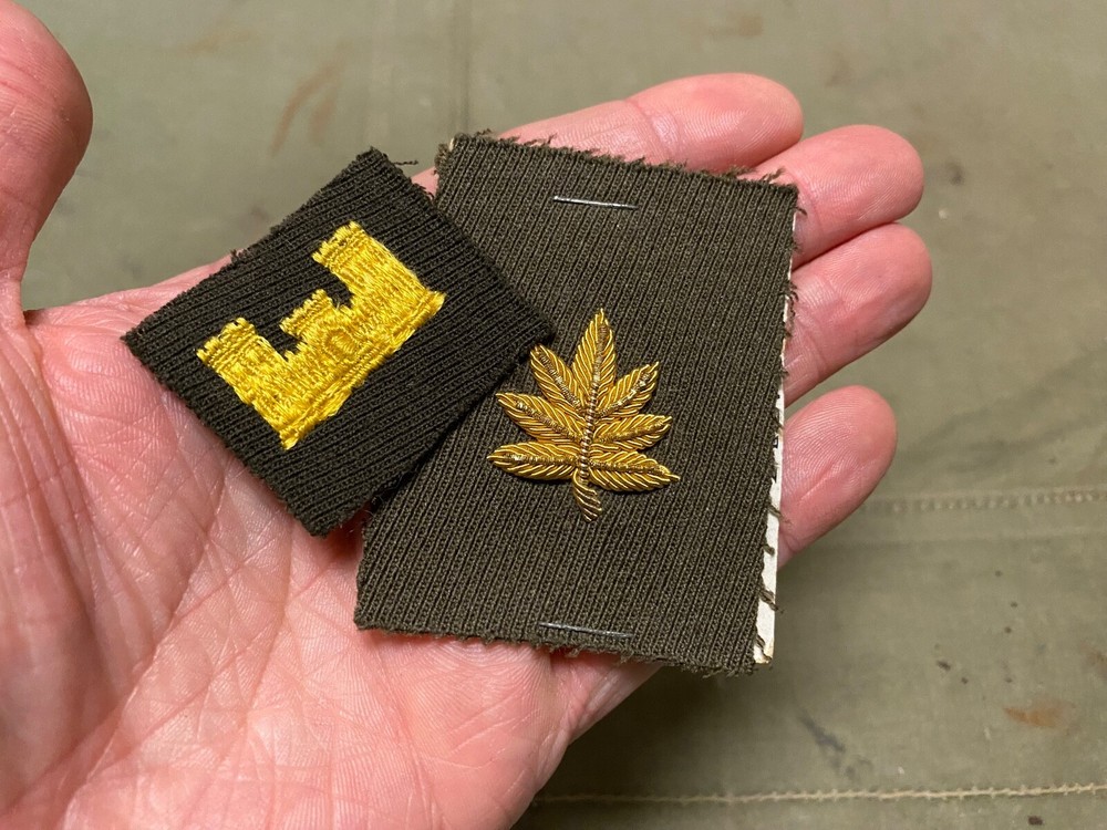 ORIGINAL WWII US ARMY SHIRT SEW ON ENGINEER MAJOR OFFICER INSIGNIA