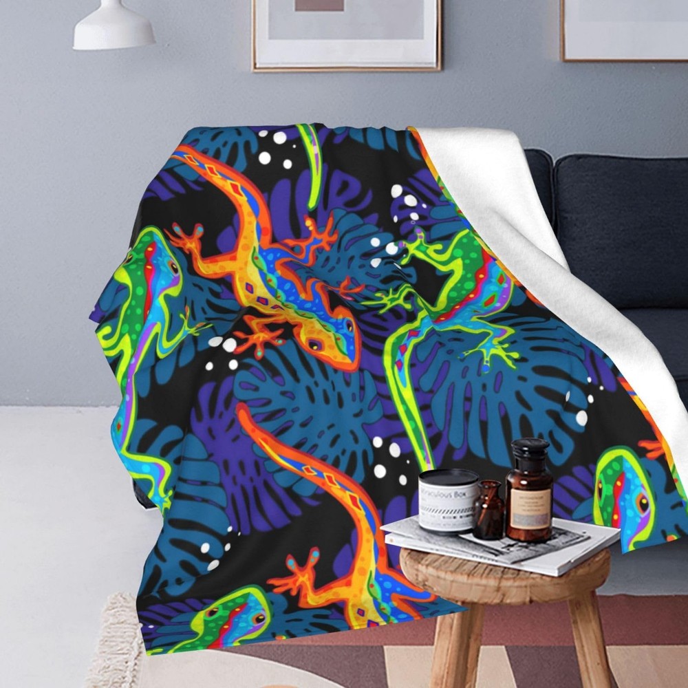 Lizard Throw Blanket Lizard Palm Decor Blanket Super Cozy Plush Lightweight S...