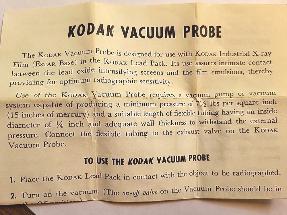 Kodak Vacuum Probe in Box with Instructions