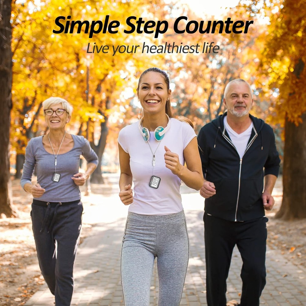 3D Pedometer for Walking, Simple Step Counter Walking with black