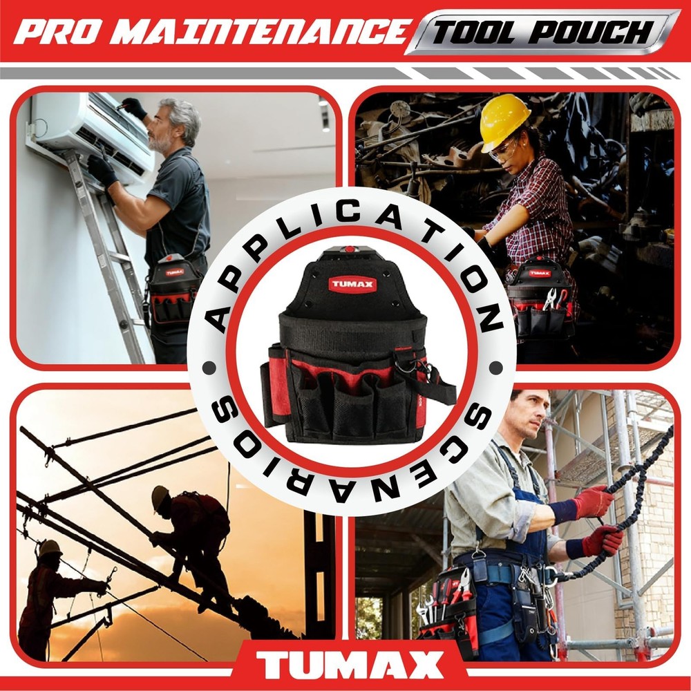 Electrician Tool Pouch - 15 Pockets, Quick Release Clip, Mini Organizer