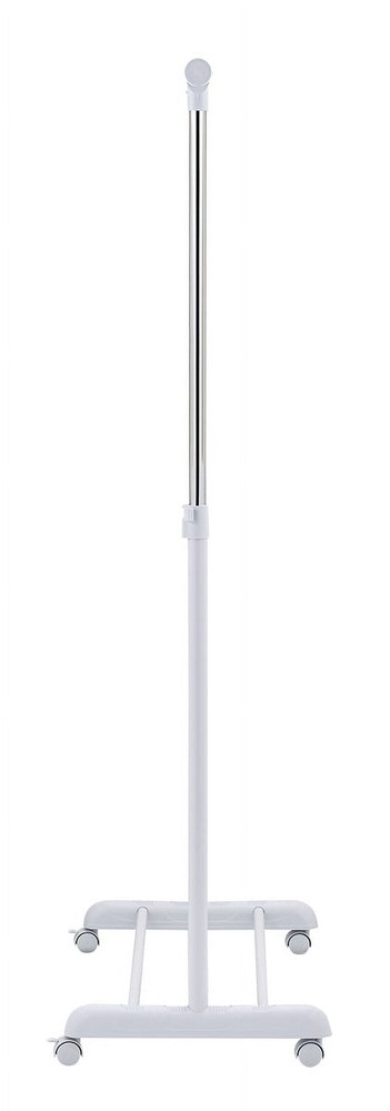Adjustable Metal Rolling Garment Clothes Rack, Chrome & White