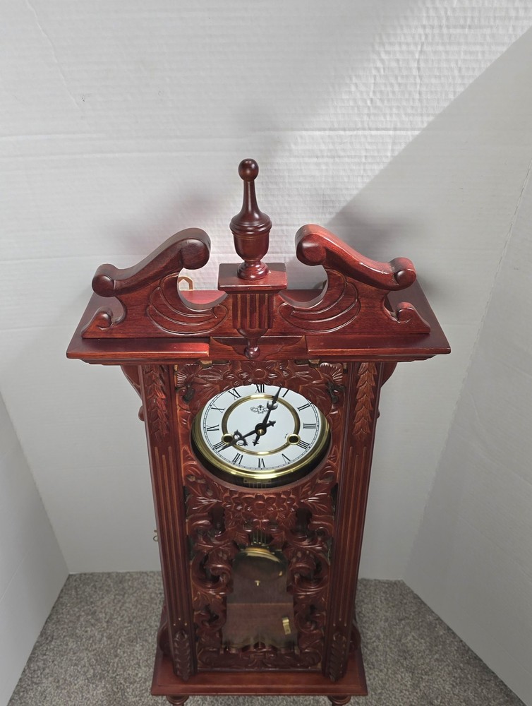 D&A Wind Up Movement Pendulum Wall Clock Fully Functional Ornate Carvings Key
