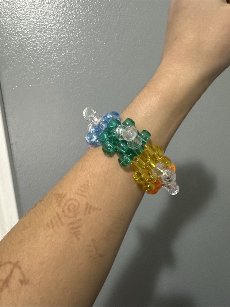 Handmade Small Spike Multi Colored Kandi Cuff