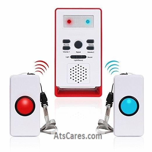 2 Button Elderly Caregiver Panic Putton - Alert System 600' Range - Waterproof
